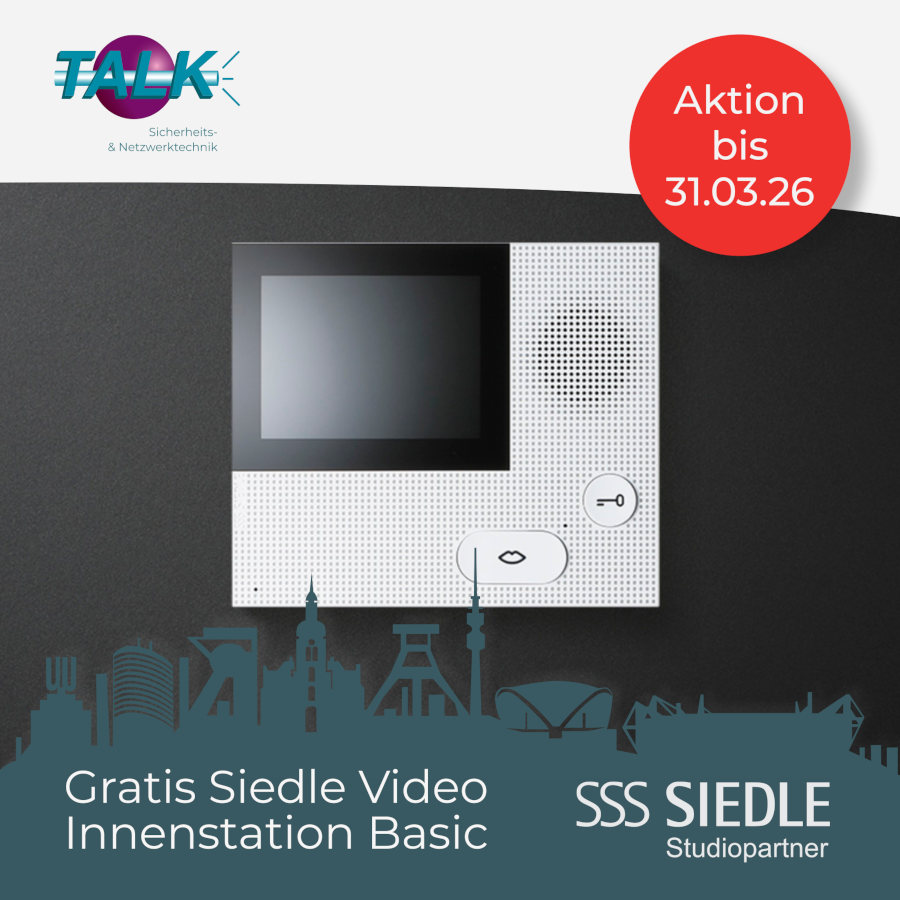 Bild zur Aktion: Siedle Video Tür-Sprechanlagen Aktion 2026 Ein Bild zur TALK Dortmund News / Aktion: Siedle Video Tür-Sprechanlagen Aktion 2026